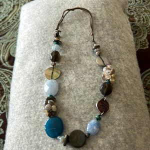 Silpada mixed materials in taupe and blue with silver accents